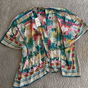 NWT Zara Kimono Top in Tropical / Animal Print, size Medium, One Size